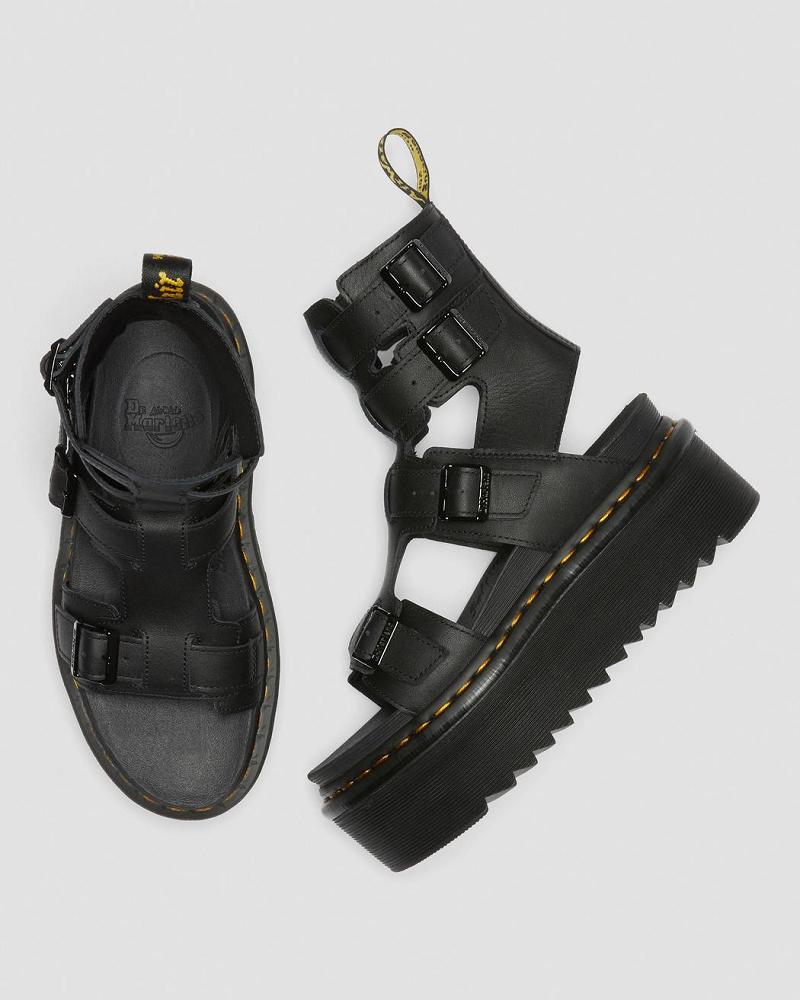 Black Women's Dr Martens Giavanna Leather Platform Platform Sandals | CA 310GSO